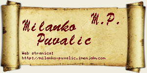 Milanko Puvalić vizit kartica